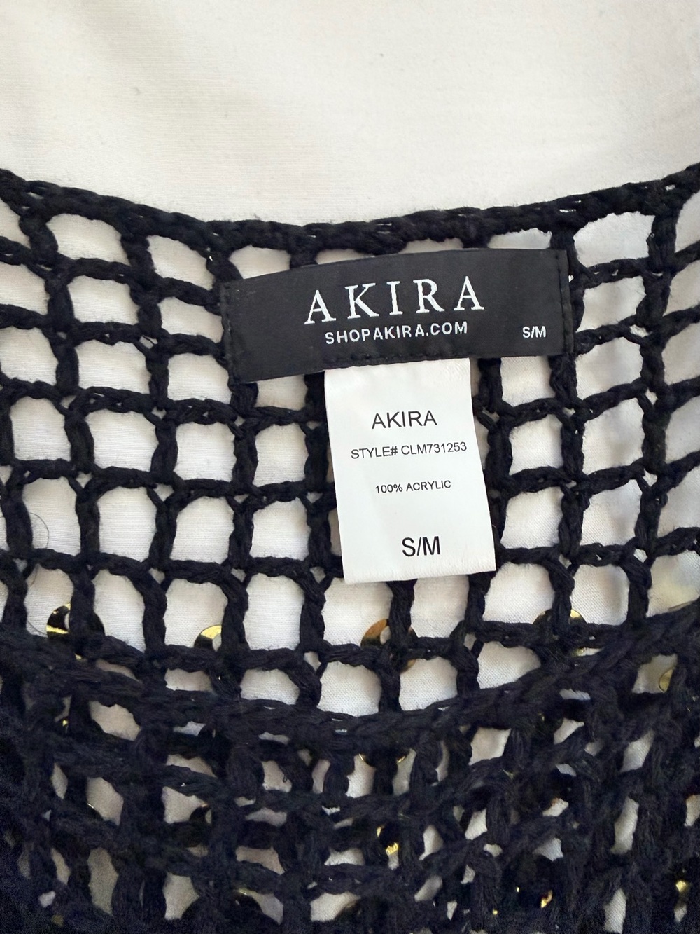 AKIRA Black Crochet Sequin Fringe Camisole - Picture 2 of 3